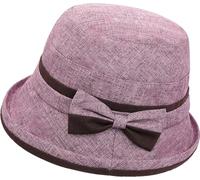 Lynmquober Women's Foldable Fedora Bucket Hat Rolled Brim with Bowknot Purple