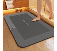 LYNMTPJ Super Absorbent Quick Dry Bath Mat - 0.16" Ultra Thin Non Slip Bathroom Mat for Wooden/Tile Floors, Machine Washable Diatomite Mat for Shower/Bathtub/Kitchen/Laundry Room(Black1,60 * 90cm)