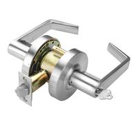 LYNN HARDWARE Commercial Door Lever Lock - Heavy-Duty Locking Door Handle, Designer Door Handles, Cylindrical Lever Lock, Non-Handed Grade 2 Door Handle, Satin Chrome, Classroom Function