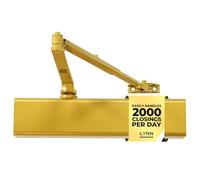 LYNN HARDWARE Heavy Duty Automatic Door Closer (Gold) - Commercial Grade, Contractors Choice, Adjustable Speed & Force, Delayed Closing Timer, 3 Mounting Options, 3 Hour Fire Rated (DC8016 Model)