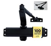 LYNN HARDWARE Medium Duty Commercial Door Closer - DC6003 Automatic Door Closer, Surface-Mounted Auto Door Closer, Size 3 Automatic Door Closer for Home & Light Commercial Property, Matte Black