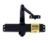LYNN HARDWARE Medium/Heavy Duty Automatic Door Closer (Matte Black) - Commercial Grade, Contractors Choice, Adjustable Speed & Force, 3 Mounting Options, 3 Hour Fire Rated (DC7016 Model)
