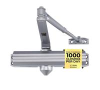 LYNN HARDWARE Medium/Heavy Duty Commercial Door Closer - DC7016 Surface Mounted, Grade 1- ADA & UL 3 Hour Fire Rated, Adjustable Size 1-6 for entrances & Aluminum storefronts- US26D Aluminum