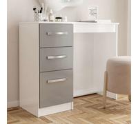 lynn high gloss dressing table with 3 drawers in grey and white