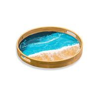 Lynn & Liana Designs Bamboo Round Serving Trays, 16-inch Length, Ocean Vibes