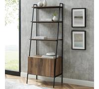 lynn wooden ladder bookcase with 2 doors in natural
