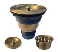 Lynnado Sink Strainer Kitchen Sink Drain Assembly Kit 3-1/2 Inch with Kitchen Sink Drain Basket,304 Stainless Steel Sink Stopper & Cover Lid，Stainless Steel Gold Color