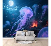 LYNNB 3D Wall Mural Jellyfish Photo Wallpaper, Non-Woven Wall Mural, Decoration Poster Ocean Dream Jellyfish Murals Wallpaper 300×256cm (WxH) Photo Murals for Living Room Kids Bedroom