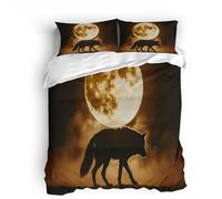 LYNNB Bedding Wolf Duvet Cover Set King Size - 220x230cm Moon Animal Wolf Bedding King Bed Set, Super Soft Microfiber 3D Printed Duvet Cover Aldult Quilt with 2 Pillow Cases