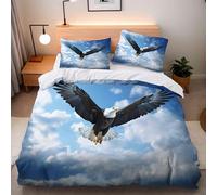 LYNNB Eagle Single Duvet Cover Set, Eagles Soaring In The Sky Kid's Duvet Cover 150x200cm, Beddding Sets Microfiber 3 Piece Comforter Covers Set with Zipper Closure with 2 Pillowcase