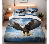 LYNNB Falcon Single Duvet Cover Set, Eagles Soaring In The Sky Kid's Duvet Cover 150x200cm, Beddding Sets Microfiber 3 Piece Comforter Covers Set with Zipper Closure with 2 Pillowcase