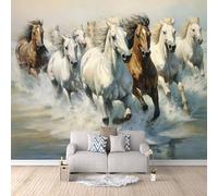 LYNNB Horse Theme Wallpaper Mural Photo Kids Bedroom Horses Running in The River Wall Murals for Living Room 400 × 280 cm (WxH) Non-Woven Mural Wallpaper Home Poster Sofa TV Background Wall Decor