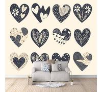 LYNNB Love Theme Wallpaper Mural Photo Kids Bedroom Geometric Decoration Wall Murals for Living Room 400 × 280 cm (WxH) Non-Woven Mural Wallpaper Home Poster Sofa TV Background Wall Decor