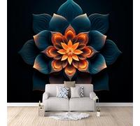 LYNNB Mandala Photo Wallpaper 150×105cm (WxH) Wall Mural 3D Abstract Mandala Exotic Flowers Wall Murals for Bedroom Living Room, Mural Wallpaper Non-Woven Premium Art Print Poster Decoration