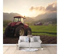 LYNNB Tractor Wallpaper Mural Photo Kids Bedroom Countryside Farm Tractor Wall Murals for Living Room 400 × 280 cm (WxH) Non-Woven Mural Wallpaper Home Poster Sofa TV Background Wall Decor