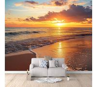 LYNNB Wall Mural Beach 3D Photo Wallpaper, Sunset Beach Natural Scenery Wall Murals for Bedroom Living Room, Non-Woven Mural Wallpaper Art Poster Sofa TV Background Decor 500 × 280 cm (WxH)