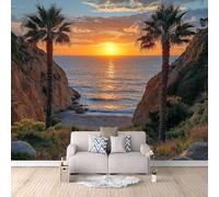 LYNNB Wall Mural Beach Sunset 3D Photo Wallpaper, Sea Natural Scenery Wall Murals for Bedroom Living Room, Non-Woven Mural Wallpaper Art Poster Sofa TV Background Decor 500 × 280 cm (WxH)