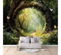 LYNNB Wall Mural Forest 3D Photo Wallpaper, Natural Butterfly Forest Wall Murals for Bedroom Living Room, Non-Woven Mural Wallpaper Art Poster Sofa TV Background Decor 500 × 280 cm (WxH)