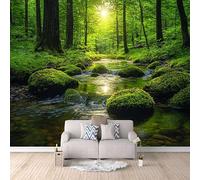 LYNNB Wall Mural Forest 3D Photo Wallpaper, Natural Jungle Stream Wall Murals for Bedroom Living Room, Non-Woven Mural Wallpaper Art Poster Sofa TV Background Decor 500 × 280 cm (WxH)