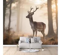 LYNNB Wall Mural Sika Deer 3D Photo Wallpaper, Forest Landscape Animals Wall Murals for Bedroom Living Room, Non-Woven Mural Wallpaper Art Poster Sofa TV Background Decor 500×280cm (WxH)