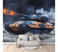 LYNNB Wall Mural Tank 3D Photo Wallpaper, Black War Tank Wall Murals for Bedroom Living Room, Non-Woven Mural Wallpaper Art Poster Sofa TV Background Decor 500 × 280 cm (WxH)