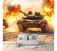 LYNNB Wall Mural Tank 3D Photo Wallpaper, War Tanks Wall Murals for Bedroom Living Room, Non-Woven Mural Wallpaper Art Poster Sofa TV Background Decor 500 × 280 cm (WxH)