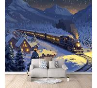 LYNNB Wall Mural Train 3D Photo Wallpaper, Steam Train, Oil Painting Style Wall Murals for Bedroom Living Room, Non-Woven Mural Wallpaper Art Poster Sofa TV Background Decor 500 × 280 cm (WxH)