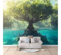 LYNNB Wall Mural Tree of Life 3D Photo Wallpaper, Lush Greenery, The Tree of Life Wall Murals for Bedroom Living Room, Non-Woven Mural Wallpaper Art Poster Sofa TV Background Decor 500×280cm (WxH)