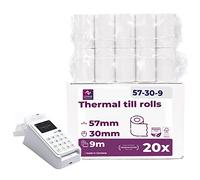 Lynne - Premium Till Rolls 57x30 Thermal [20x] - Card Machine Paper Rolls - Thermal Printer Paper PDQ Rolls - Thermal Paper for Receipt - 57mm x 30mm x 9m - BPA Free