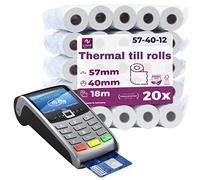 Lynne - Premium Till Rolls 57x40 Thermal [20x] - Card Machine Paper Rolls - Thermal Printer Paper PDQ Rolls - Thermal Paper for Receipt - 57mm x 40mm x 18m - BPA Free