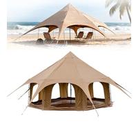 LYNNEYING Circus Octagon Glamping Tent, 14.76×14.76×9.19ft Canvas Bell Yurt Tent, 15 Person with Stove Jack, Wat-erproof Polycotton, Removable Floor, for Family Outdoor Camping