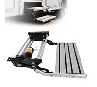 LYNNEYING Electric RV Step, 19in Aluminum Alloy Folding Single/Double Layer Step with Yellowish LED Light, 440lbs Capacity for Campers, Caravans Motorhome Electric Steps(Single)