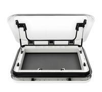 LYNNEYING RV Roof Window, Motorhome Skylight Push-Out, Aluminum Alloy/ABS Frame, Double-Layer U-V Acrylic, LED/Sunshade, Easy Install 25-60mm Fit for Caravans/Trailers(400*400mm)