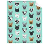 Lynnezilla French Bulldog Faces Pattern Throw Blanket | Flannel Fleece Ultra Soft Bedding Quilt Home Decor | Lightweight Soft Cozy Luxury Blanket for All Season Small 50x40in for Kids