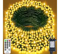 LYNNON 40M 800 LED Fairy Lights Outdoor Christmas Lights Plug in Green Wire String Lights with Remote Timer 8 Modes Waterproof for Outside Garden Tree Yard Patio Party Wedding Decorations -Warm White