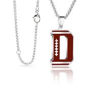 LYNNON Football Initial Necklace for Men A-Z Letter Stainless Steel Charm Pandant 20+2 Inches Chain, Football Gifts for Youth Boys Coach Players, Stainless Steel, No Gemstone