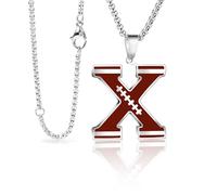 LYNNON Football Initial Necklace for Men A-Z Letter Stainless Steel Charm Pandant 20+2 Inches Chain, Football Gifts for Youth Boys Coach Players, Stainless Steel, No Gemstone