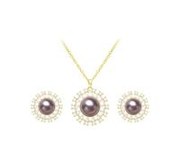 LYNNON Sunflower Pearl Jewelry Set for Women with 10MM Pearl Pendant Necklace and 8MM Earrings, Gifts for Friends, Mom or Lovers, Faux Pearl Metal, No Gemstone