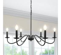 LynPon Black Chandeliers Ceiling Lights Living Room, 6 Lights Pendant Light Fitting Classic Modern Vintage Industrial Ceiling Lighting for Dining Room Kitchen Island Bedroom Hallway Lighting E14
