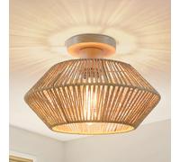 LynPon Bohemian Woven Rattan Ceiling Light, Hand-Worked Cage Chandelier Farmhouse Natural Mini Rattan Lamp for Living Room Bedroom Kitchen Entryway