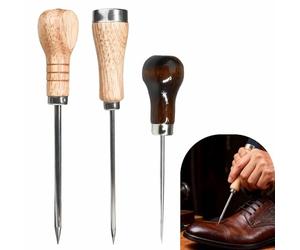 Lynqvor 3PCS Bradawl Tools and Ice Picks Set, Stainless Steel Awl with Wooden Handle, Durable Ice Breaker for Bar, Kitchen, Woodworking, Leather Craft, DIY, Cobbler Work, and Bartender Use