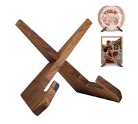 Lynqvor Now Playing Vinyl Record Stand, Rustic Brown Wooden Vinyl Holder, Retro Record Display Stand for Vinyl Enthusiasts, Stable Cross-Structure Record Accessory for Home Music Room Living Room