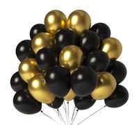 LYNSP Black and Gold Balloons 12 Inch 100 Pack Metallic Chrome Black Gold Latex Helium Balloons for Birthday Wedding Christmas New Year Party Decorations