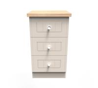 Lynton Ready Assembled 3 Drawer Bedside Cabinet in Kashmir Ash & Bardolino Oak - Welcome Furniture | TJ Hughes
