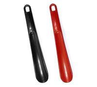 Lyntrioris 2PCS Long Handled Shoe Horn - 25cm Plastic Shoe Horn for Men & Women, Shoe Horns for Seniors, Easy Grip Red & Black Shoehorns for Elderly, Kids, and Mobility Aid (Black, Red)
