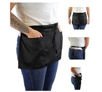 Lynwood Bistro Short waist Apron Professional Waiter Waitress Unisex Half Short Apron Bar Gardening Cooking Kitchen Chef Baking BBQ Catering Pub Cafe Restaurant Work with 2 Large Front Pockets
