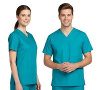 lynwood Unisex Medical Scrub Top | V-Neck Tunic with Short Sleeves & 2 Large Pockets | Healthcare Nursing Scrubs, Hospital Workwear, Dental Uniform