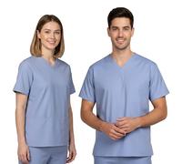 lynwood Unisex Medical Scrub Top | V-Neck Tunic with Short Sleeves & 2 Large Pockets | Healthcare Nursing Scrubs, Hospital Workwear, Dental Uniform (UK, Alpha, M, Regular, Regular, Ceil)