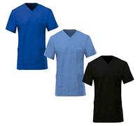 Lynwood Unisex Medical Uniform Scrub Top Medical Doctor Uniform Men Women Tunic Nurse Hospital Scrubs Work Wear Shirt Tops (Black,XL)