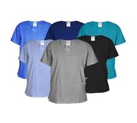 Lynwood Unisex Medical Uniform Scrub Top Men Women Healthcare Medical Doctor Uniform Tunic Nurse Hospital Scrubs Work Wear Shirt Tops (Grey,XS)